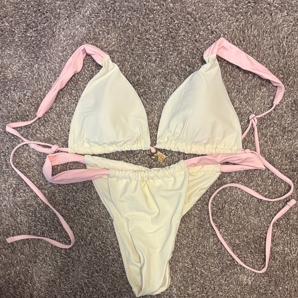 Cream Bikini with Light Pink straps
